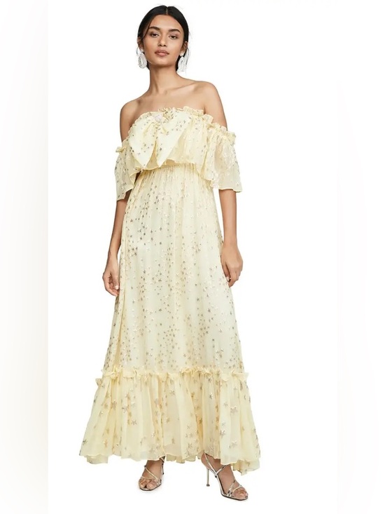 LoveShackFancy Dresses & Skirts - LoveShackFancy Ronny Metallic Star Maxi Dress in Sunflower Size 0